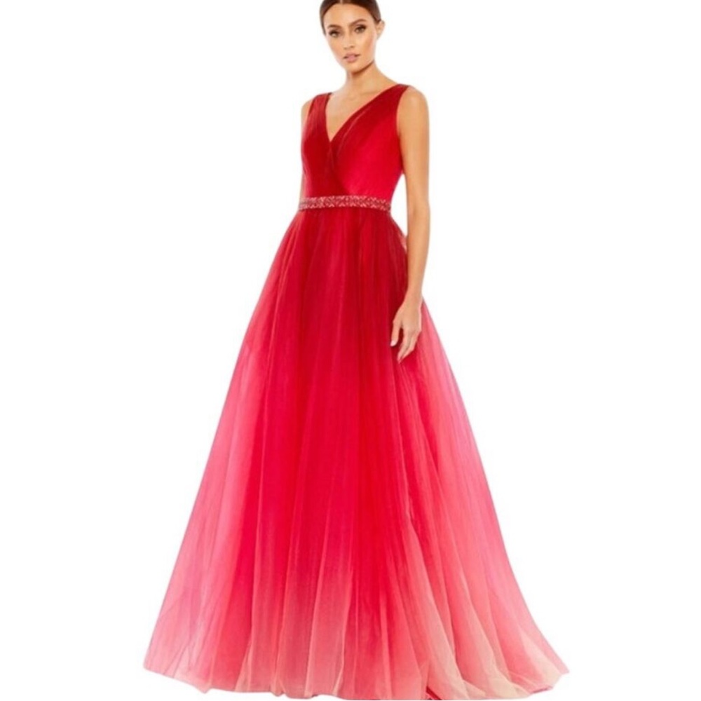 Elegant Red Ombre Evening Gown